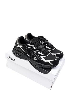Мужские кроссовки asics gel nyc черные с серебром