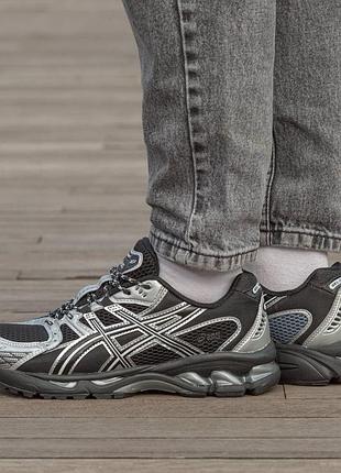 Кроссовки мужские, кроссовки женские, 1в1 люкс качество, кожа, asics gel-nimbus 10.1 black silver blue, inter-2642