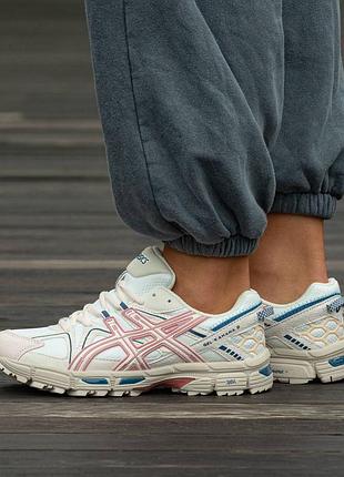 Кроссовки мужские, кроссовки женские, 1в1 люкс качество, кожа, asics kahana 8 white blue pink, inter-2178