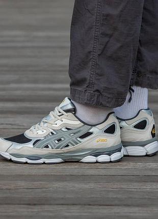 Кроссовки мужские, кроссовки женские, 1в1 люкс качество, кожа, asics gel nyc grey, inter-1455
