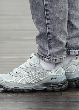 Кроссовки мужские, кроссовки женские, 1в1 люкс качество, кожа, asics gel nyc silver, inter-2059