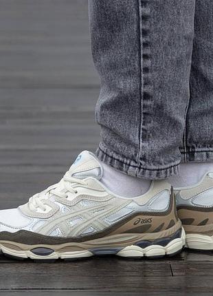 Кроссовки мужские, кроссовки женские, 1в1 люкс качество, кожа, asics gel nyc grey brown, inter-2060