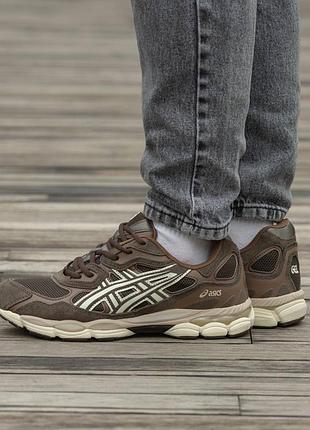Кроссовки мужские, кроссовки женские, 1в1 люкс качество, кожа, asics gel nyc brown, inter-2288