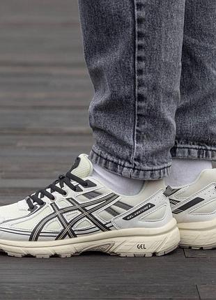 Кроссовки мужские, кроссовки женские, 1в1 люкс качество, кожа, asics gel venture 6 beige brown, inter-2014