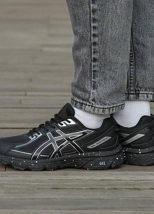 Кроссовки мужские, кроссовки женские, 1в1 люкс качество, кожа, asics gel venture 6 black white, inter-2977