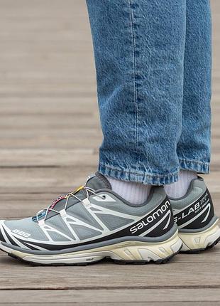 Кроссовки мужские, кроссовки женские, 1в1 люкс качество, кожа, salomon xt-6 adv dover silver black, inter-1487