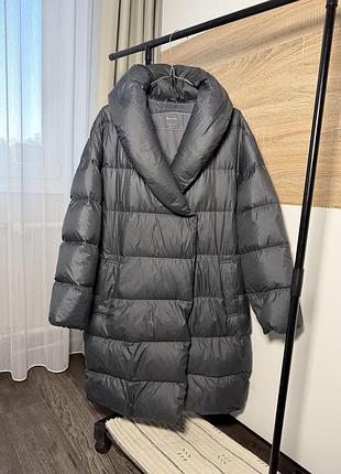 Пуховик massimo dutti з натуральним качиним пухом пуховик пальто куртка ковдра на запах тепла