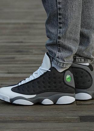 Кросівки чоловічі, кросівки жіночі, 1в1 люкс якість, шкіра, air jordan retro 13 black flint, inter-2539