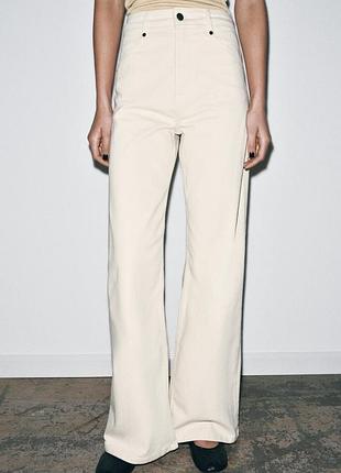 Джинси zw collection wide leg із високою посадкою від zara