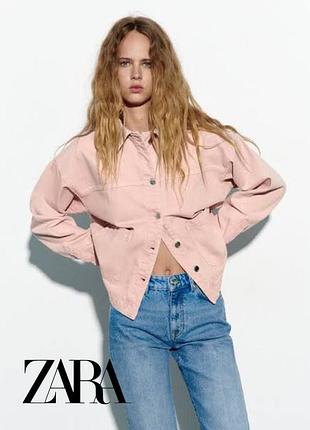 Джинсова куртка zara / рожева