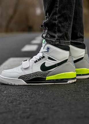 Кроссовки мужские, кроссовки женские, 1в1 люкс качество, кожа, air jordan legacy white green, inter-1568