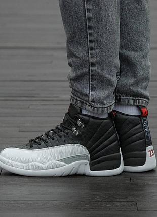 Кросівки чоловічі, кросівки жіночі, 1в1 люкс якість, шкіра, air jordan retro 12 "playoffs 2022", inter-2509