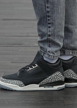 Кроссовки мужские, кроссовки женские, 1в1 люкс качество, кожа, air jordan retro 3 off noir black, inter-2513
