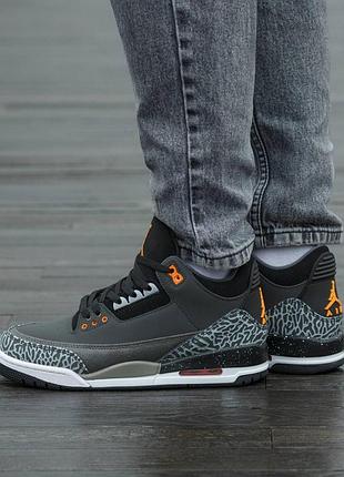Кросівки чоловічі, кросівки жіночі, 1в1 люкс якість, шкіра, air jordan 3 retro fear pack, inter-2514