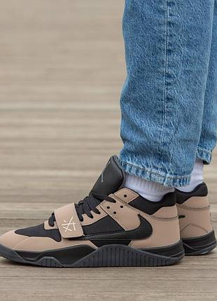 Кроссовки мужские, кроссовки женские, 1в1 люкс качество, кожа, air jordan x trawiss scott brown, inter-1711