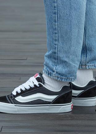 Кросівки чоловічі, кросівки жіночі, 1в1 люкс якість, шкіра, vans knu skool black white, inter-1671