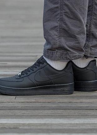 Кросівки чоловічі, кросівки жіночі, 1в1 люкс якість, шкіра, nike air force all black, inter-1588