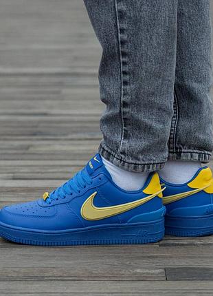 Кроссовки мужские, кроссовки женские, 1в1 люкс качество, кожа, nike air force x ambush blue, inter-2453