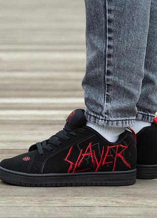 Кроссовки мужские, кроссовки женские, 1в1 люкс качество, кожа, dc х slayer court graffik black red, inter-1856