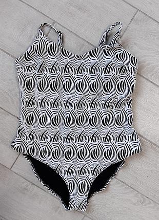 Женский черно-белый слитный купальник primark xl 2xl 50 52 54 оригинал праймарк фактурный с чашечками батал 54