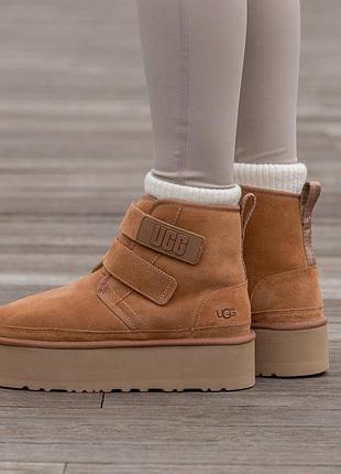 Кроссовки мужские, кроссовки женские, 1в1 люкс качество, кожа, ugg neumel platform chukka chestnut, inter-2384