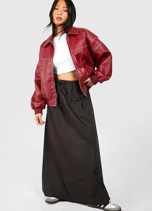 Довга котонова спідниця максі з еластичним поясом на зав'язках boohoo