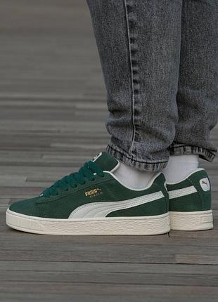 Кроссовки мужские, кроссовки женские, 1в1 люкс качество, кожа, puma suede xl green, inter-2252