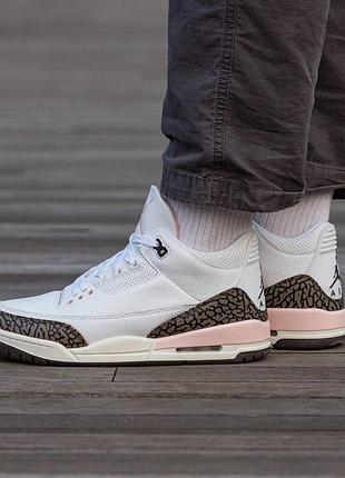Кросівки чоловічі, кросівки жіночі, 1в1 люкс якість, шкіра, air jordan retro 3 neapolitan dark mocha, inter-1564