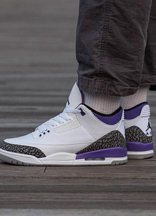 Кросівки чоловічі, кросівки жіночі, 1в1 люкс якість, шкіра, air jordan retro 3 dark iris, inter-1565
