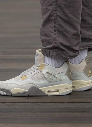 Кросівки чоловічі, кросівки жіночі, 1в1 люкс якість, шкіра, air jordan retro 4 craft, inter-1577