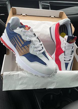 Кроссовки мужские, кроссовки женские, 1в1 люкс качество, кожа, new balance 327 red blue, inter-806