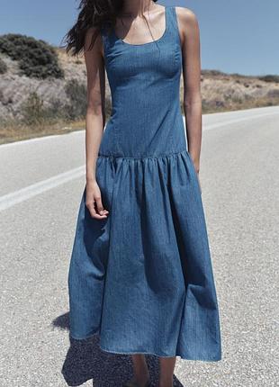 Платье средней длины с широкой от zara