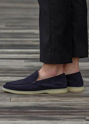 Кроссовки мужские, кроссовки женские, 1в1 люкс качество, кожа, loro piana dark blue, inter-2223