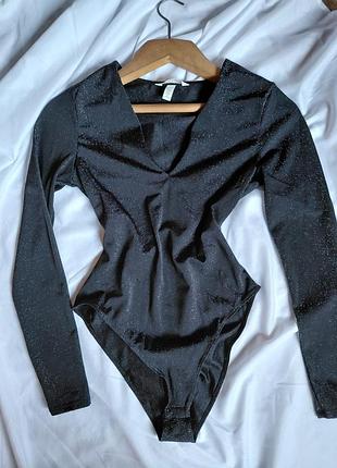 Красивое боди с блестками h&amp;m / боди на длинный рукав