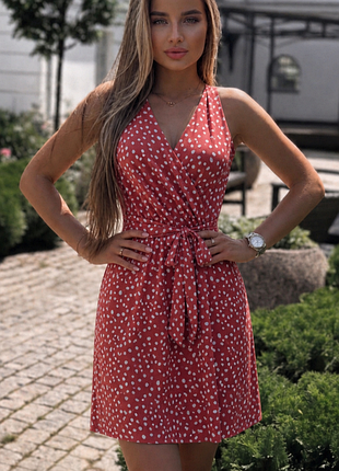 Летнее платье 🌸 эластичная и с подкладкой 👗 41 hawthorn 🍒 платье миди в горошек 💃 легкое летнее платье m-l