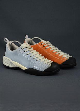 Scarpa mojito vibram кросівки жіночі трекінгові туристичні повсякденні шкіра замша помаранчеві блакитні оригінал 39.5 р/25 см salomon salewa