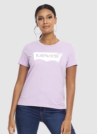 Бавовняна котонова футболка лавандового кольору levi's