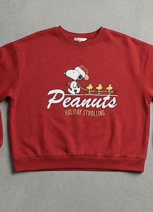 Новогодний красный свитшот c&amp;a peanuts "holiday strolling" со снупи, размер l