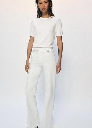 Белые джинсы с высокой талией zw collection high-waist flare jeans38