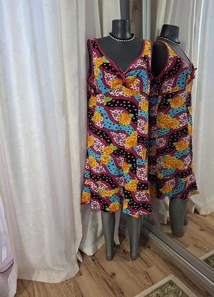 Котоновое с воланом по низу платье 👗 большого размера