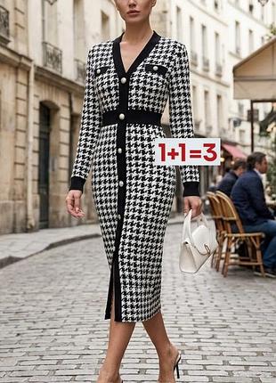 1+1=3 🎁 красива міді сукня плаття у гусячу лапку від shein