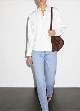 Белая поплиновая рубашка massimo dutti