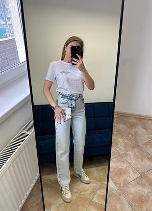 Прямі джинси від zara straight z1975 straight high-waist cropped (light blue) 38 (m) / прямые джинсы зара