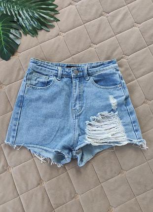 Шорти жіночі pretty little thing джинсові висока посадка xs/s 🔥 розпродаж речей від 25 гривень 🔥