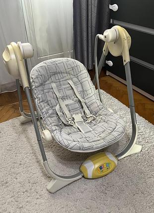 Дитячий шезлонг-гойдалка, chicco, для дівчат та хлопчиків, сірий колір, з функцією автопогойдування