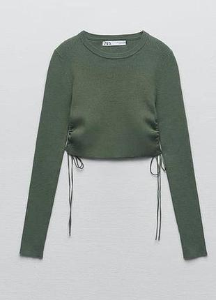 Трикотажний топ з довгим рукавом #рубчик zara