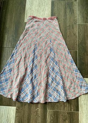 Лляна спідниця максі в клітинку polo ralph lauren (розмір xs / s)стан ідеальний.