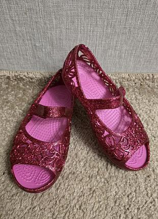 Босоножки, туфли для девочки crocs isabella glitter c10, наш 27. состояние идеальное. босоніжки на дівчинку crocs c10.