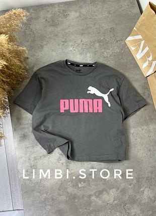 🌷сіра футболка пума вкорочена топ puma укороченная футболка