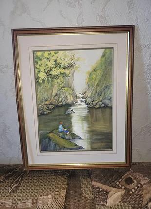 Оригинальная британская акварель "fairy glen, betws-y-coed" janice parsons из вельса